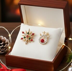 Gold and Red Festive Earrings
